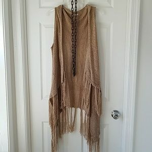 Draped fringe boho vest